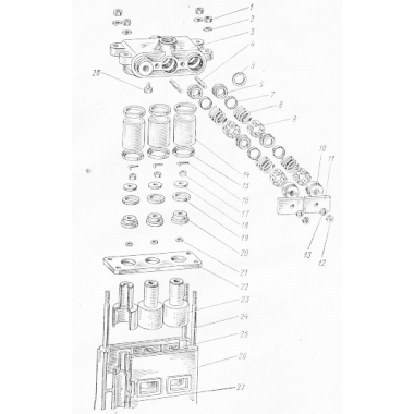 Поршневой насос УН-41000 старого образца на ОПВ и ОПШ: каталог (схема) запчастей